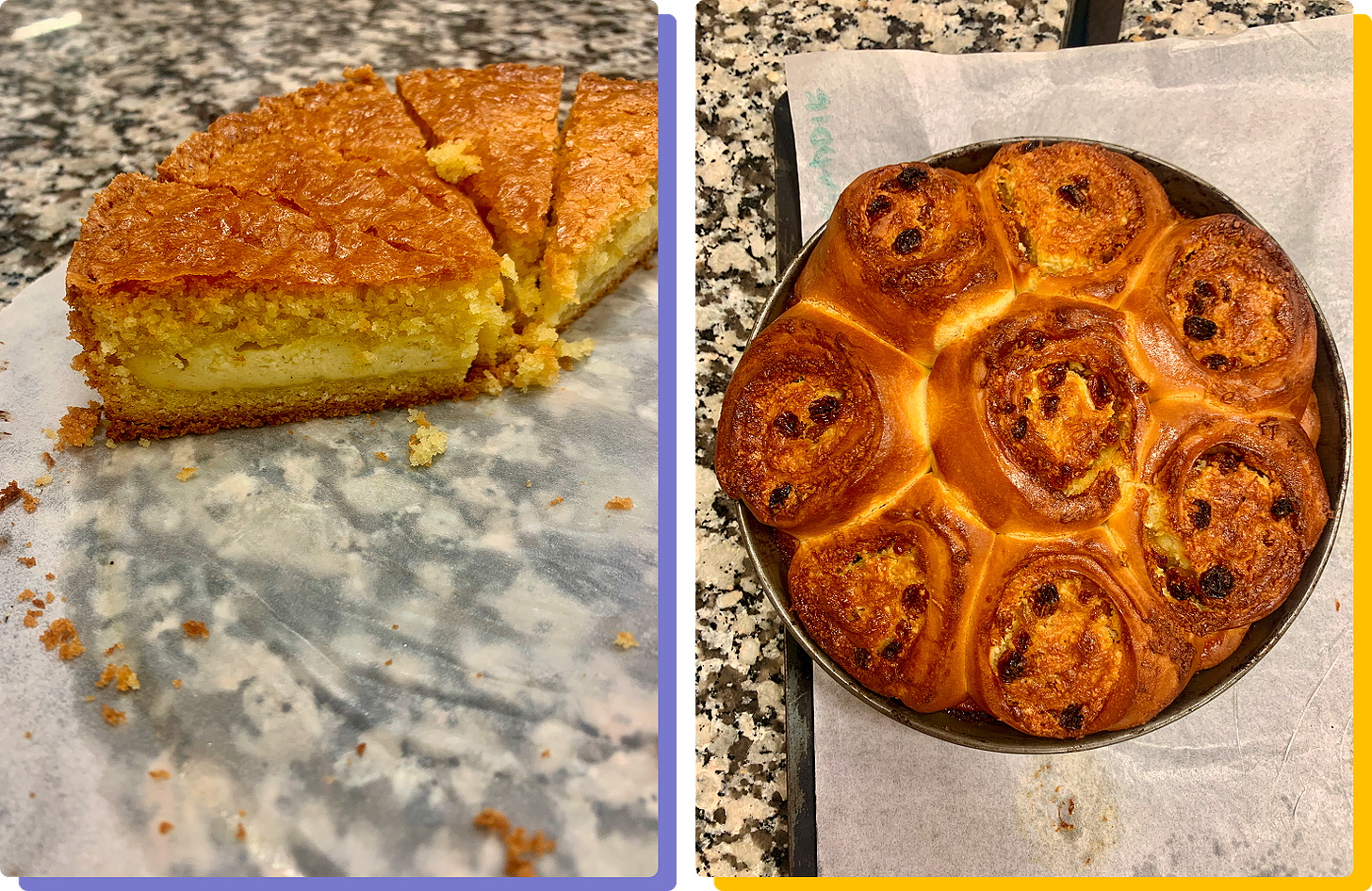 Gateau basque and coconut-lime-rum monkey bread