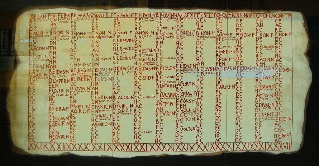 A reconstructed Roman wall-calendar 