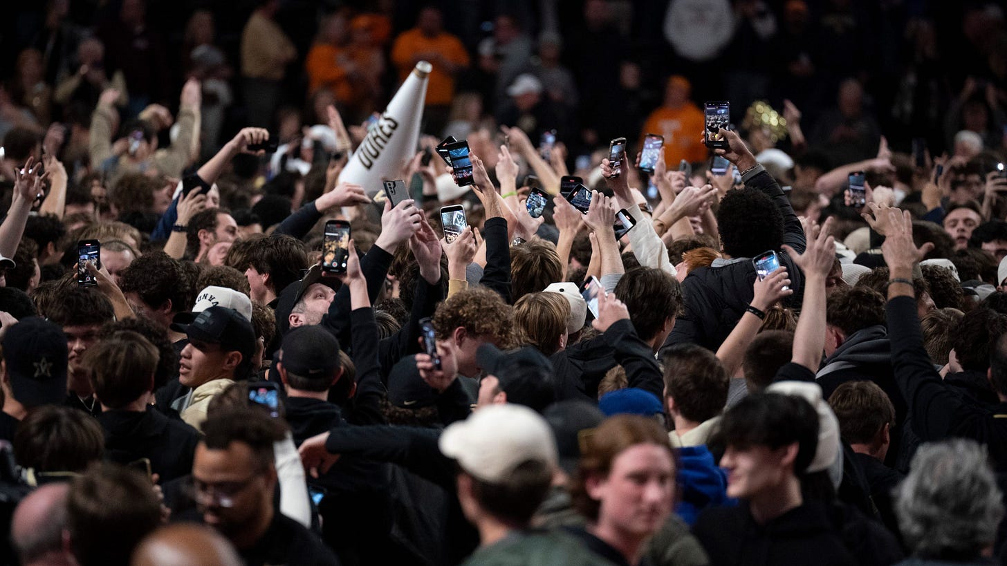 Vanderbilt basketball fine for storming court after Tennessee upset