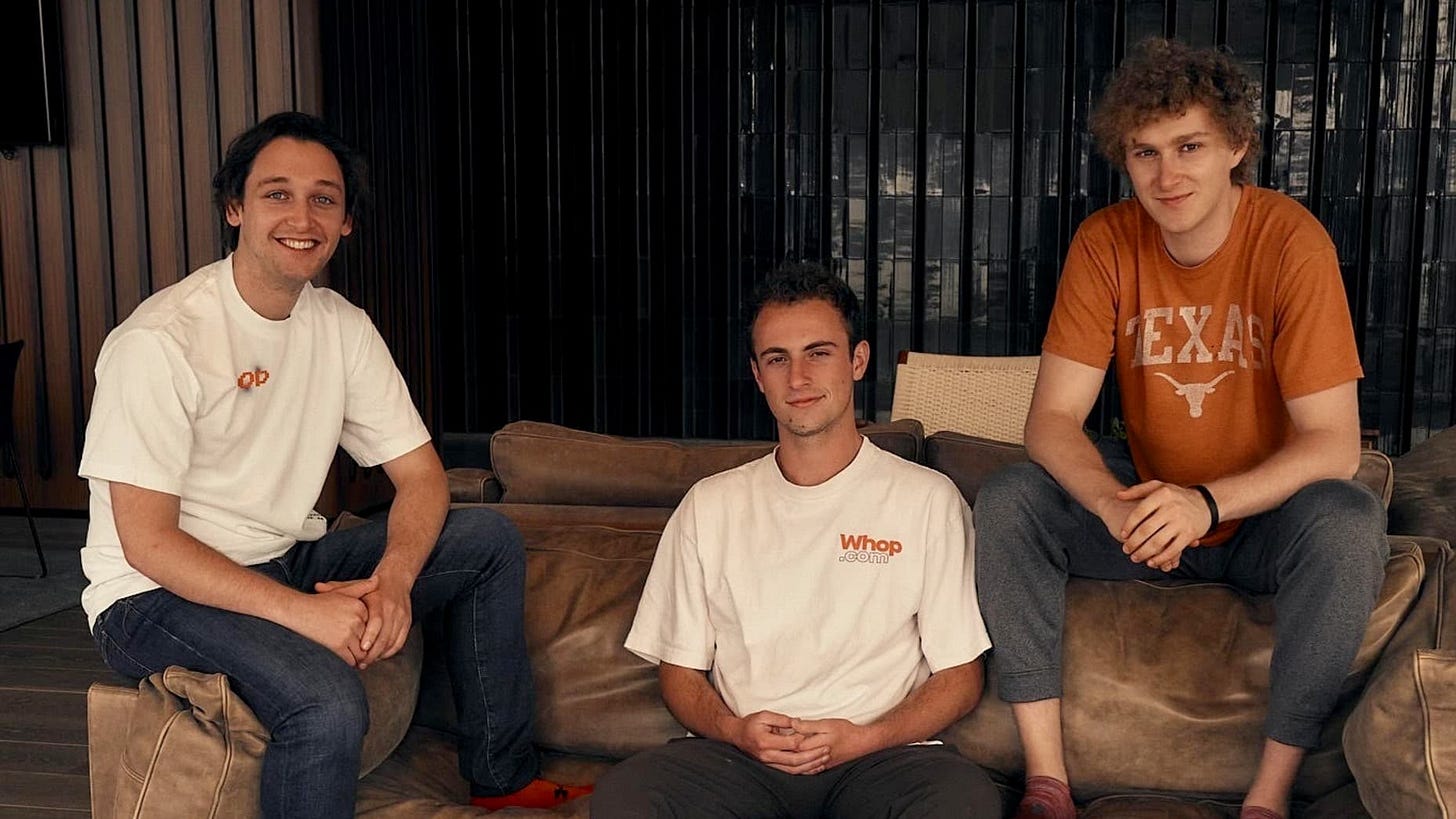 Whop co-founders Jack Sharkey, Steven Schwartz and Cameron Zoub.