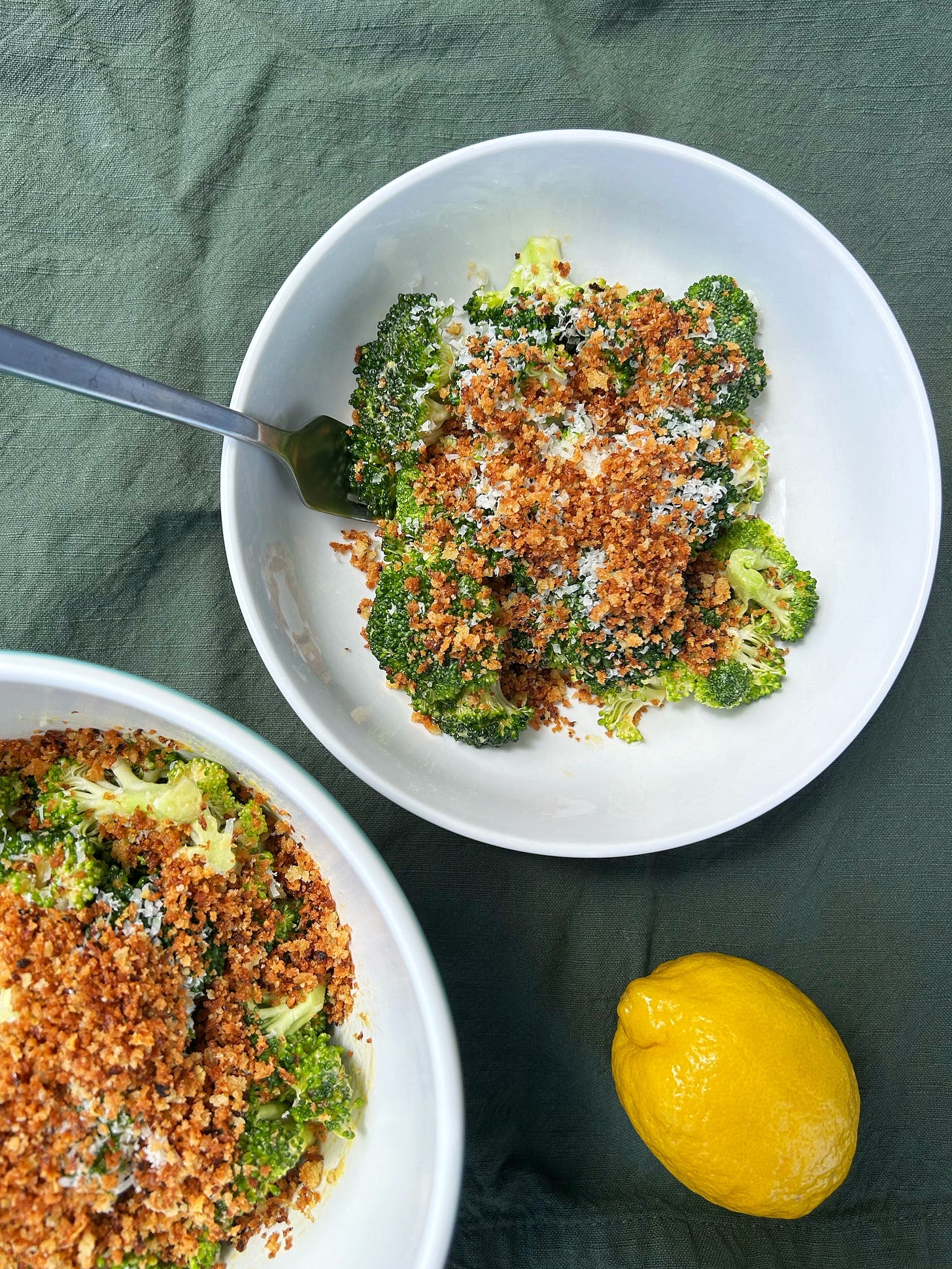 broccoli caesar salad in a bowl