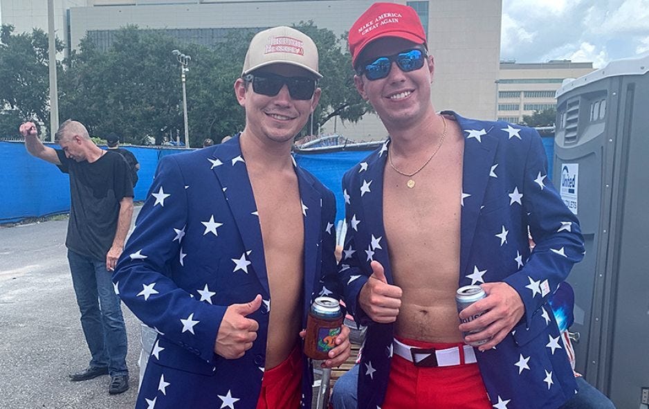 donald trump shirtless men supporters 2020 election