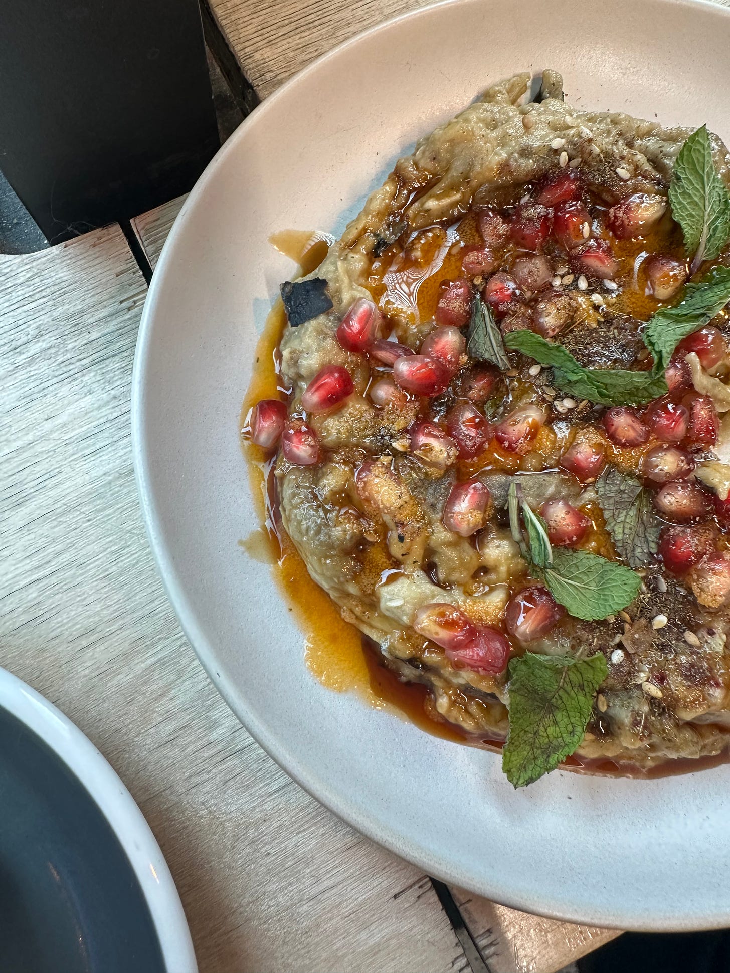 Aubergine with pomegranate and chilli oil at Tang Cumberland Place