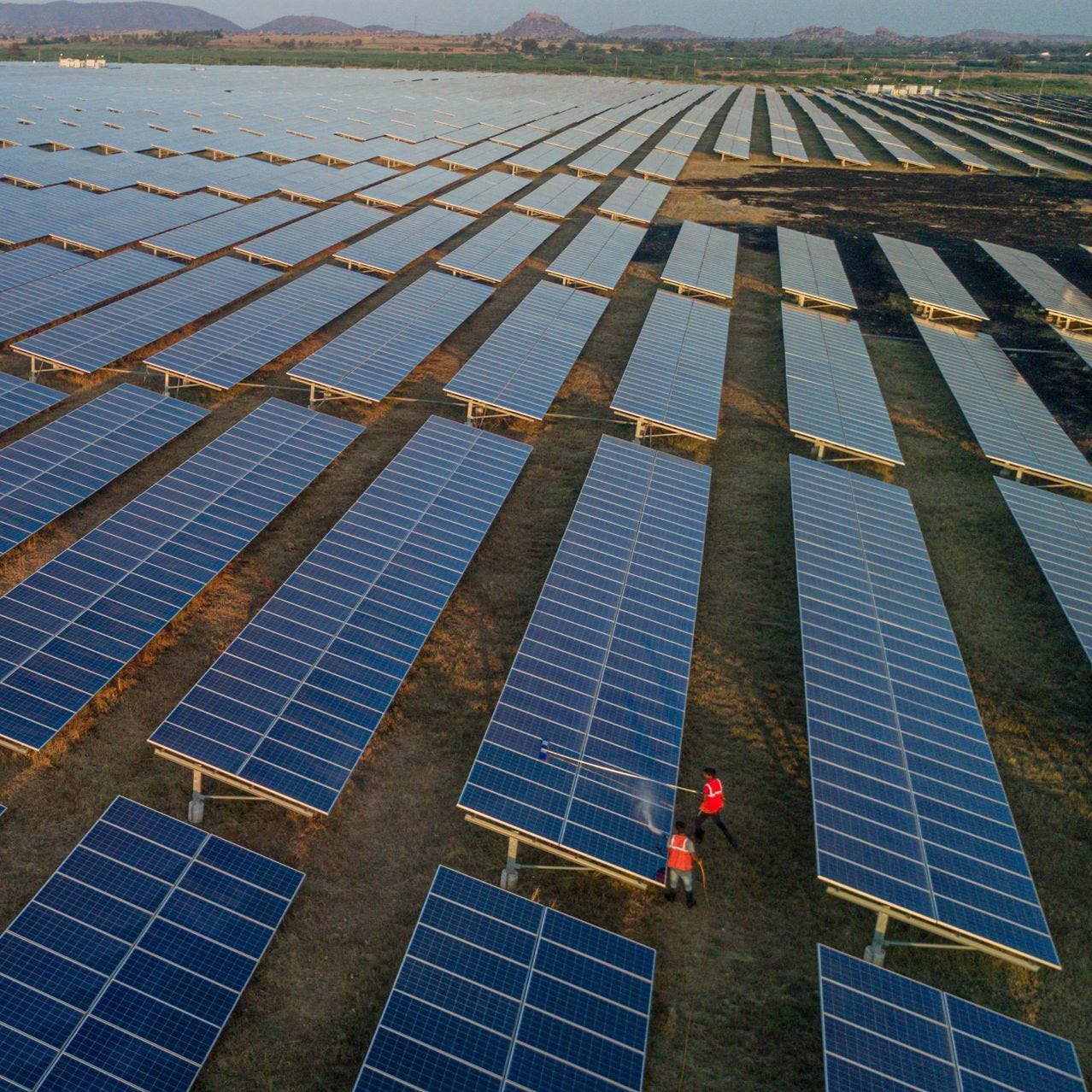 Solar panels in Pavagada, India, in 2022. India is boosting its renewable-energy capacity while also burning more coal.