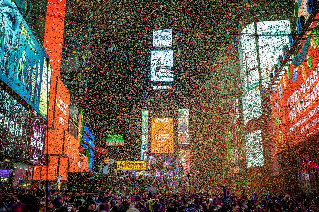 Times Square during New Year's Eve 2024.