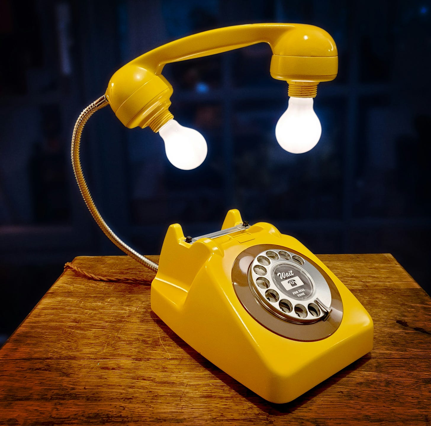vintage yellow telephone lamp