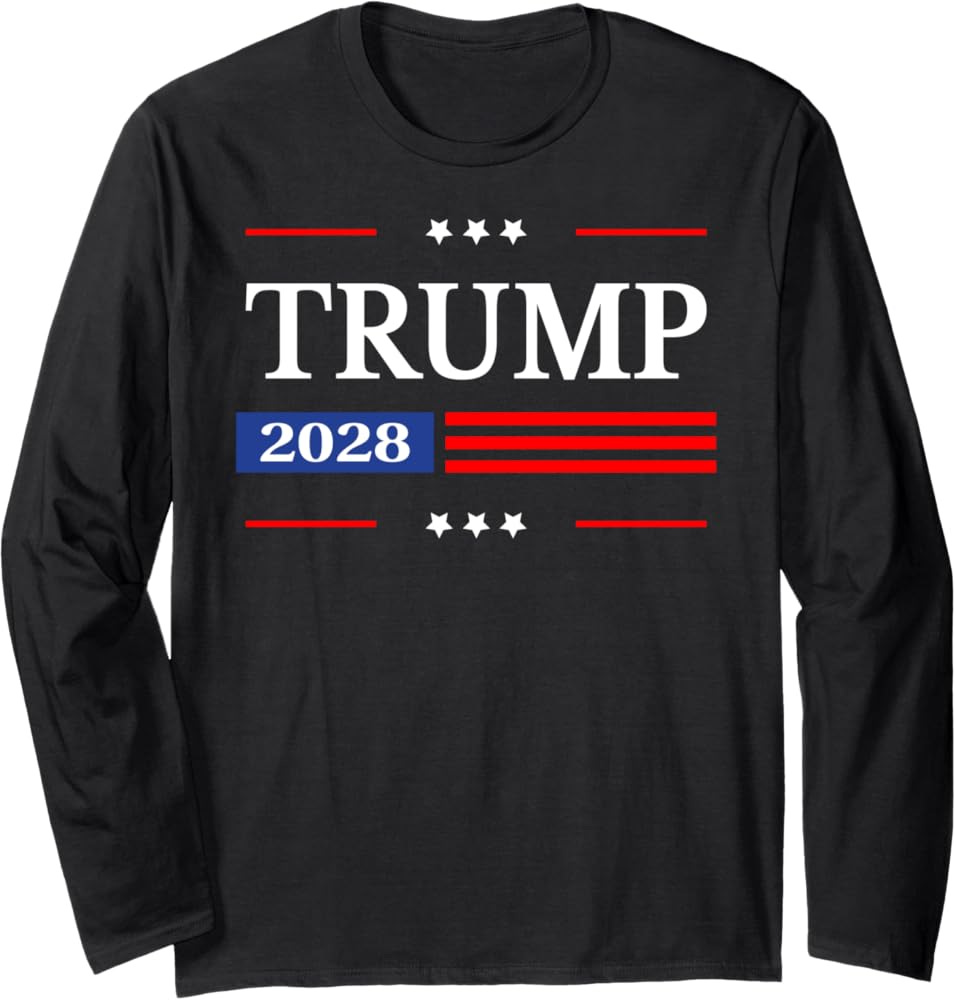 Donald Trump 2028 President American Flag Pro Trump Vintage Long Sleeve  T-Shirt