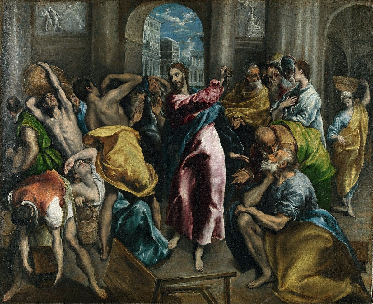 Christ Driving the Money Changers from the Temple (El Greco, London) -  Wikipedia