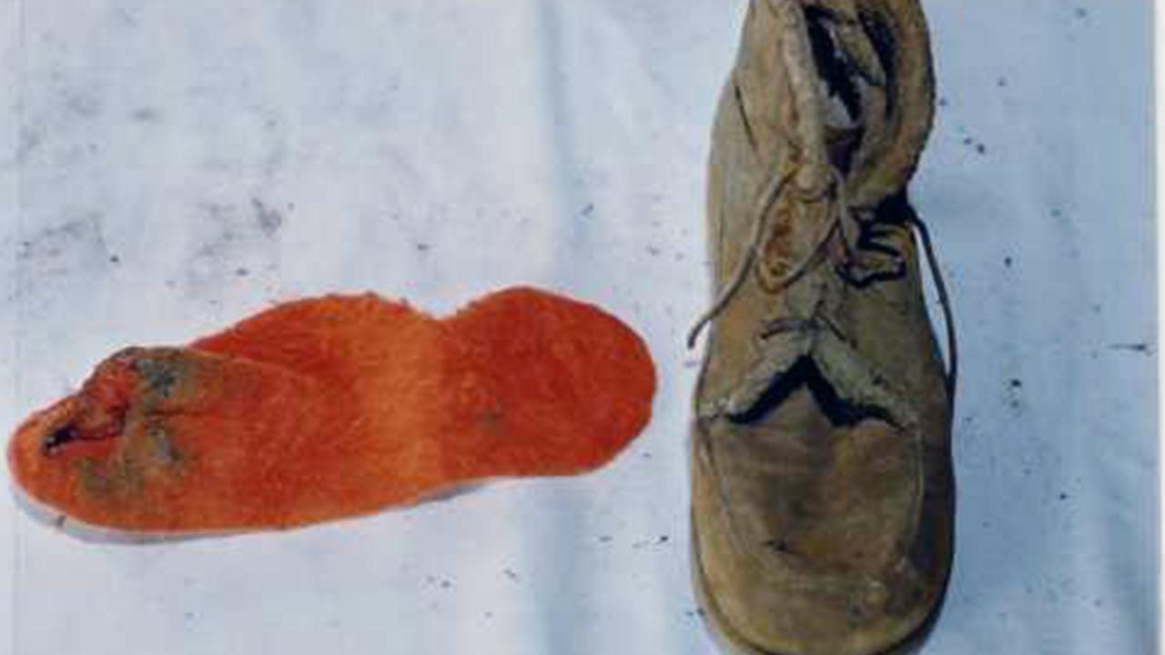 Orange sock and boot found on Annette