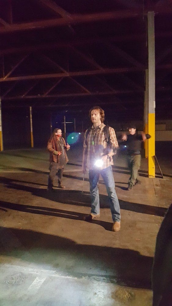 supernatural jared padalecki fight scene set visit beat the devil