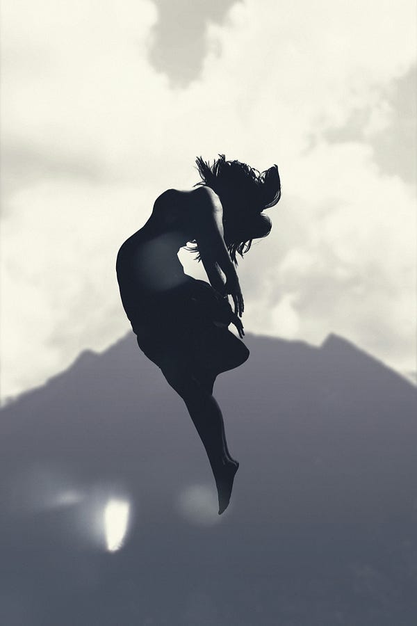 Woman leaping in air