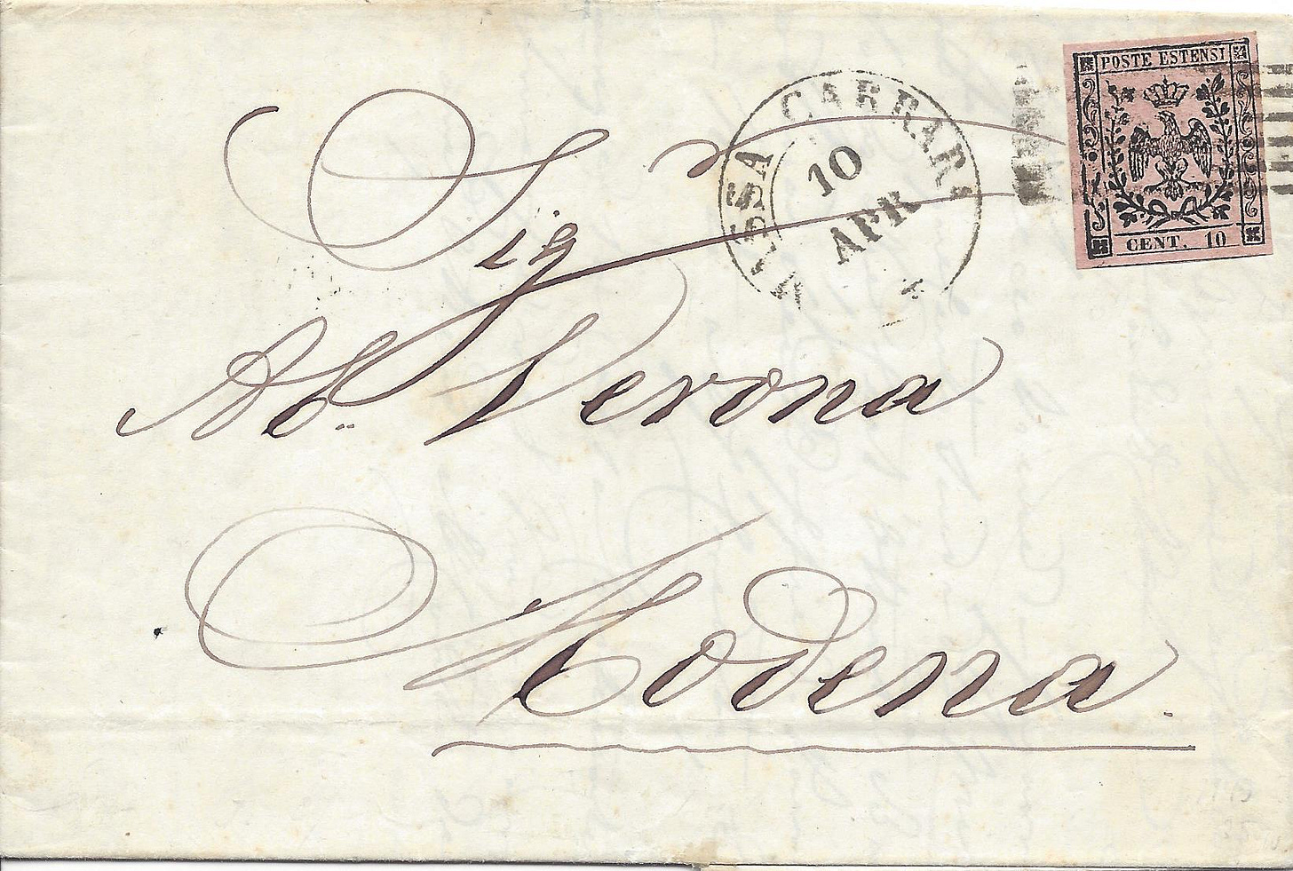 1854 letter that traveled more than 75 km