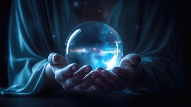 Premium AI Image | Gaze into the mystical depths of a crystal ball as it  unveils the secrets of the future Swirling mists within the orb form  ethereal images and symbols Generated