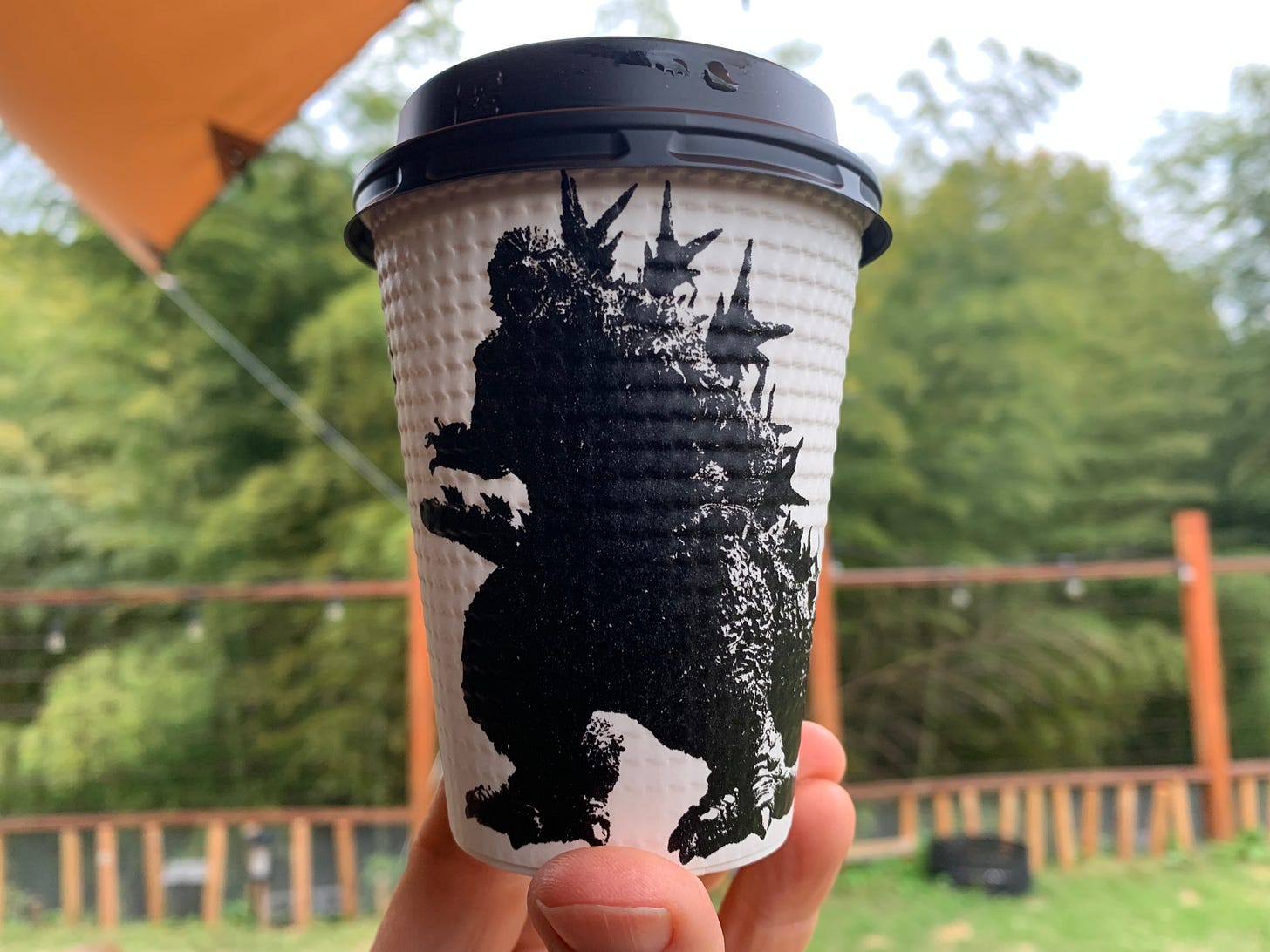 Family Mart Godzilla coffee cup. Photo by Author.