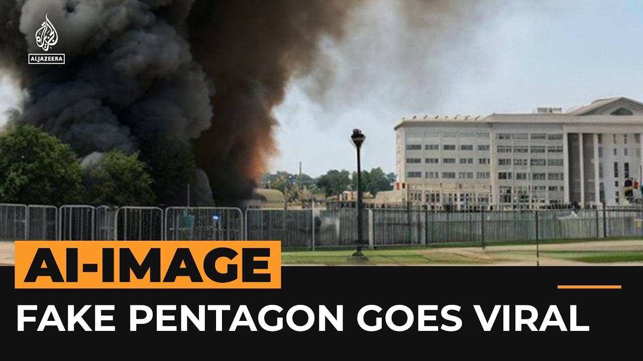 Fake AI-generated image of Pentagon explosion goes viral | Al Jazeera  Newsfeed - YouTube