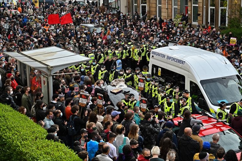 Glasgow protesters praised for blocking UK immigration officers | Migration  News | Al Jazeera