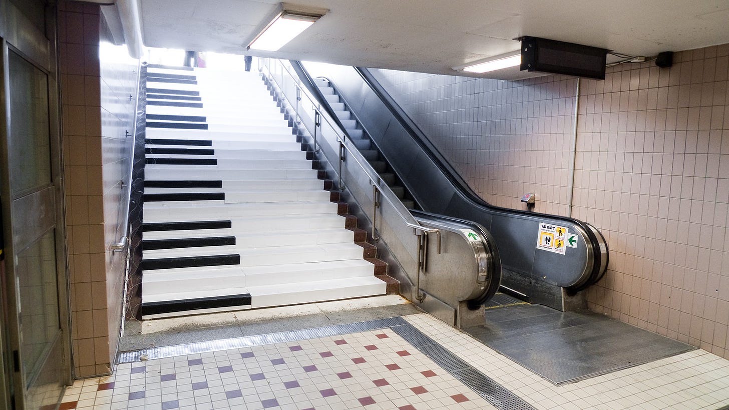 Piano stairs in a subway in Sweden