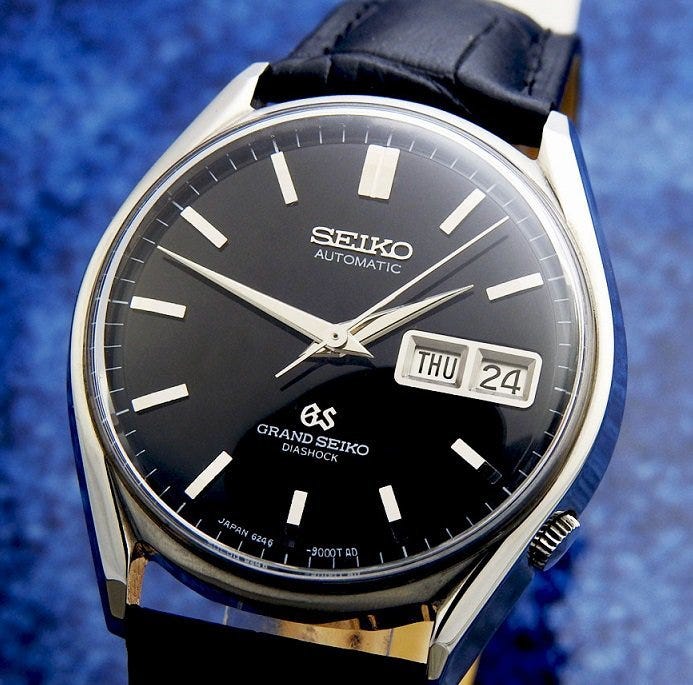 GRAND SEIKO Grand Seiko 6246-9001 Steel, Black Dial Men's Automatic Winding (Good Condition, Overhauled) / 36mm