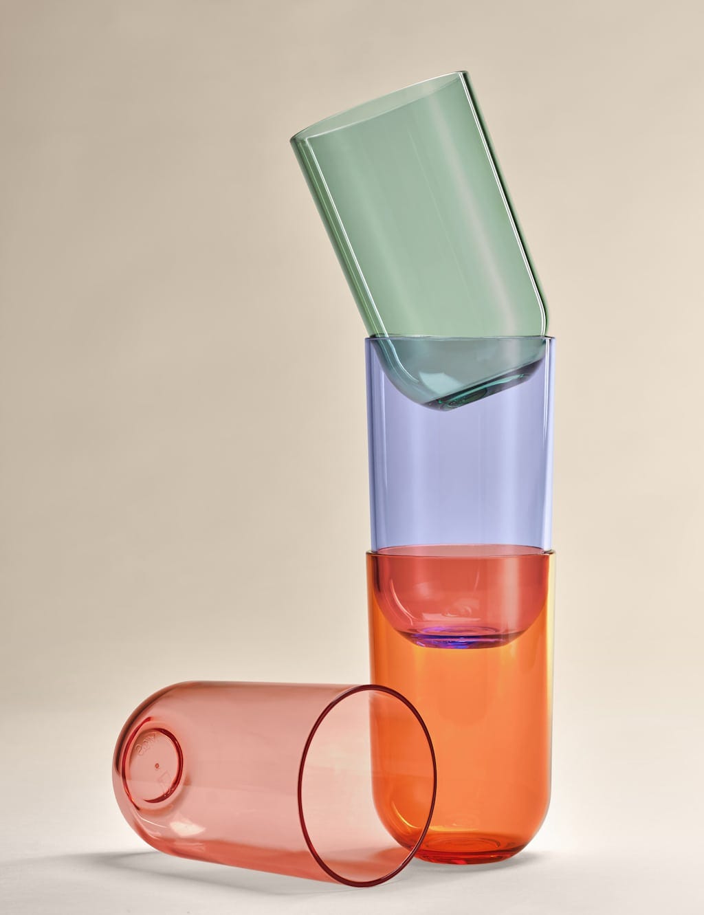 Hi ball plastic glasses stacked in different pastel colours