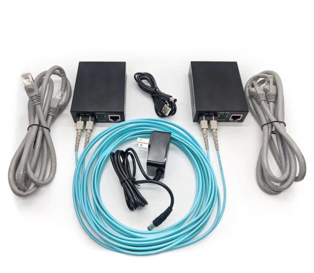 Desktop fiber optic network kit