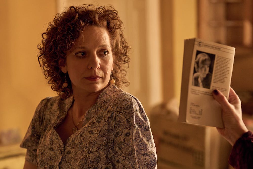 Katherine Parkinson looks aghast as someone holds up her author photo next to her face