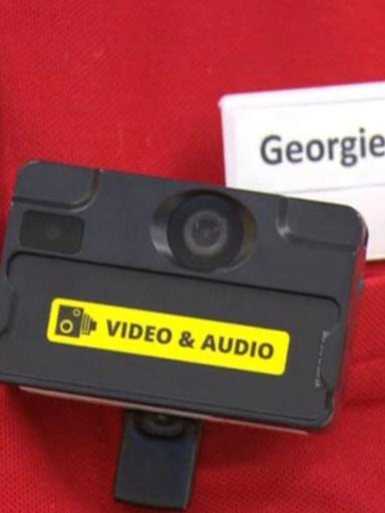Retail staff will wear the new cameras to fight theft and violence in Coles stores. Picture: Supplied