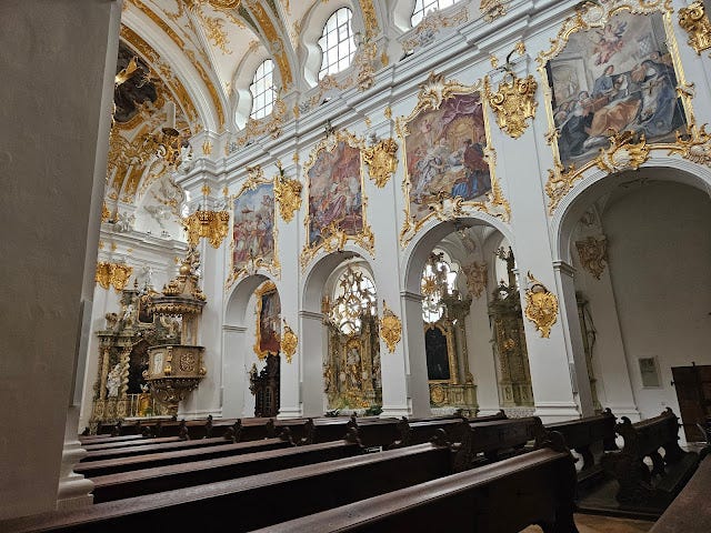 Photo of the rococo Alte Kappelle church in Regensburg