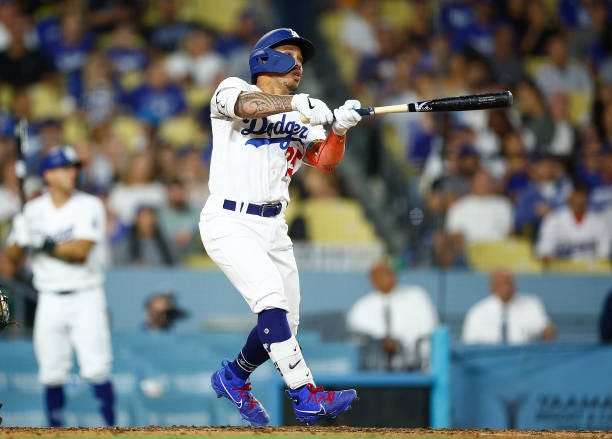 Kolten Wong of the Los Angeles Dodgersin the ninth inning at Dodger Stadium on September 02, 2023 in Los Angeles, California.