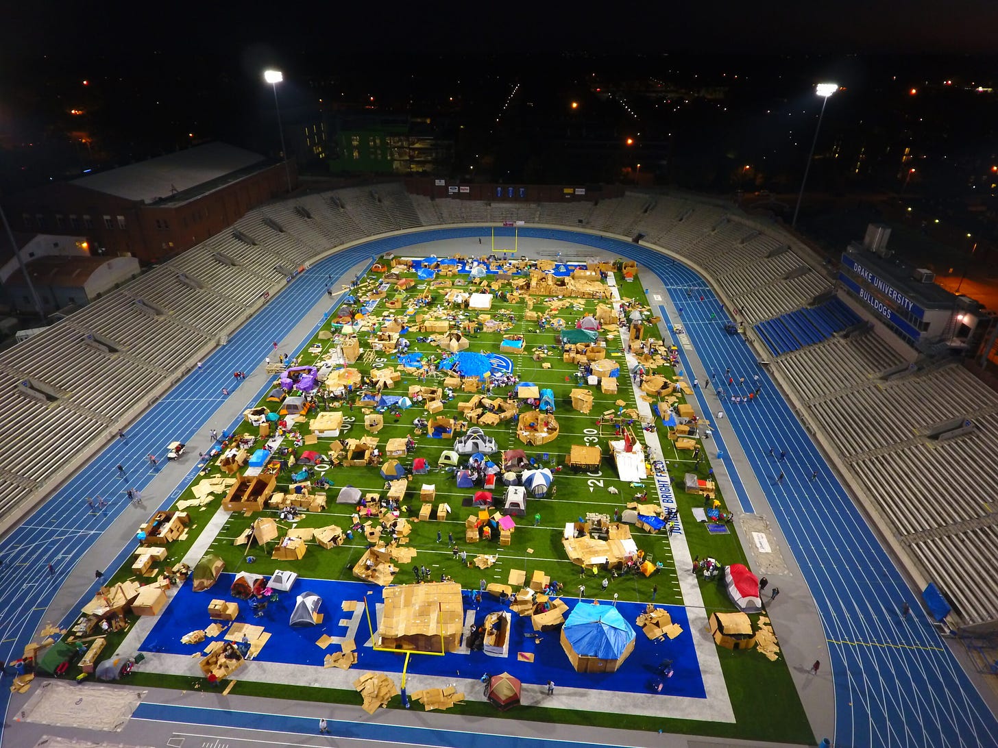 picture of campsites in Drake Stadium