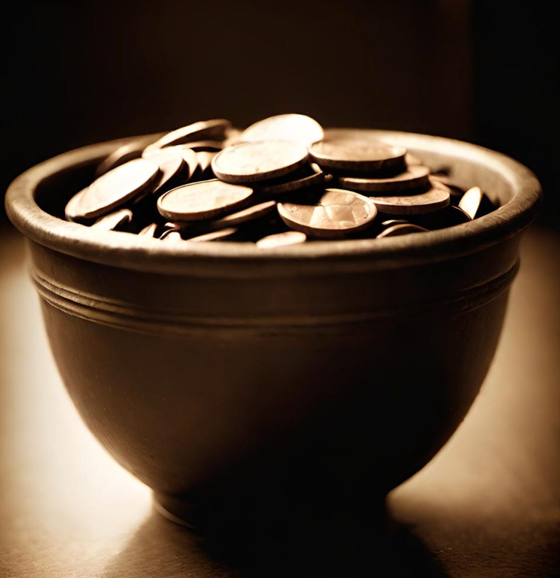 AI Artwork of Pennies in a Bowl