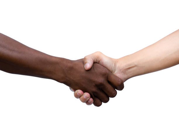 African And American Shaking Hands Isolated On White Background With  Clipping Path Stock Photo - Download Image Now - iStock