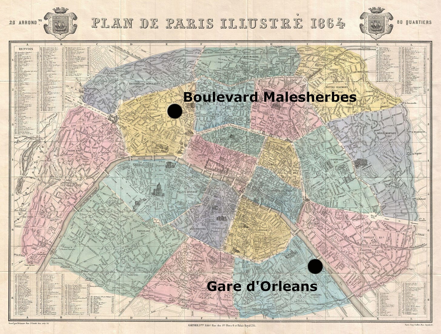 1864 map of Paris