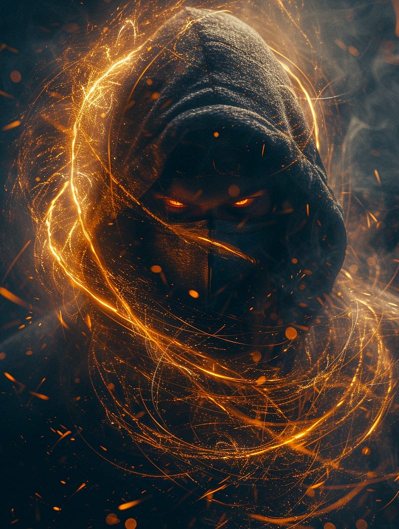 Enigmatic hooded subject
