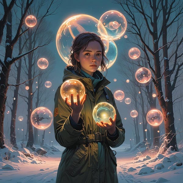 Girl holding Spheres in hand.