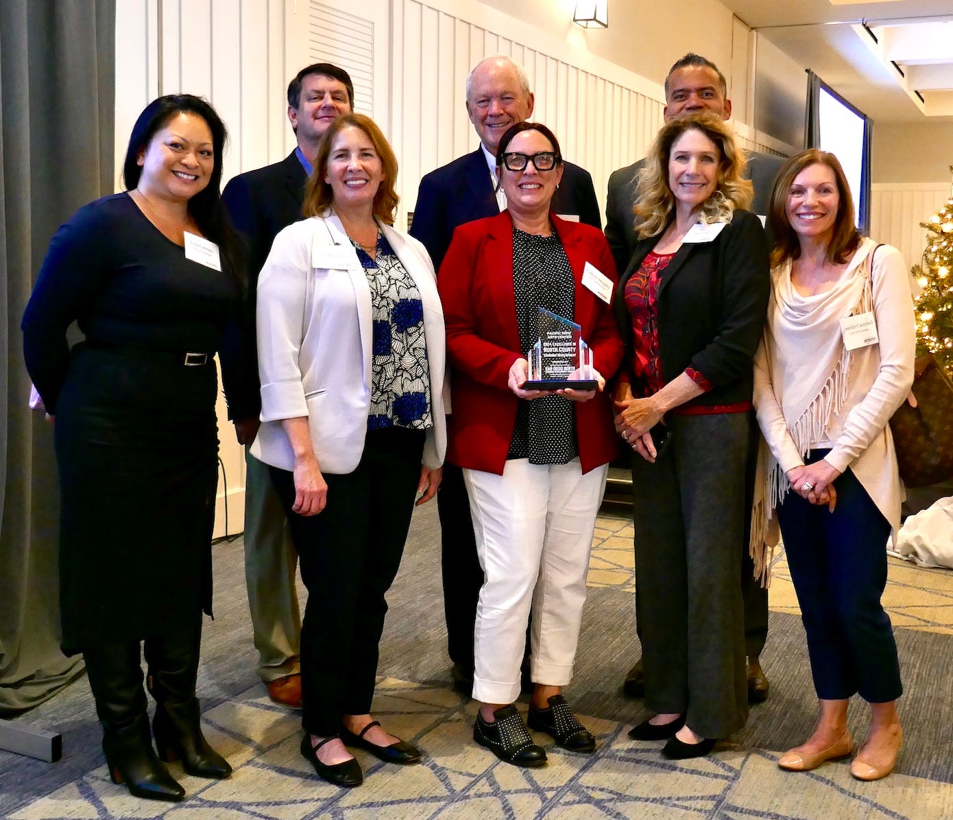 Representatives from the city of Encinitas are all smiles after being honored for the Pacific View Arts Center on Dec. 18 in Oceanside. Courtesy photo