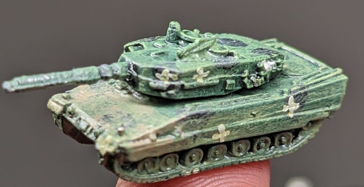 A 6 mm scale model of a Ukrainian leopard 2A4 tank