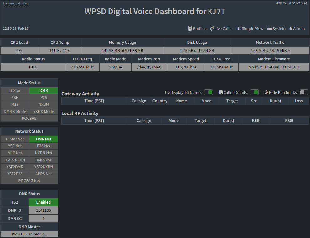 WPSD Digital Voice Dashboard