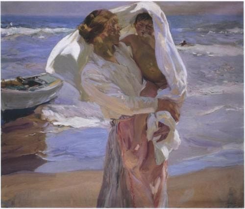 Sorolla - Masterful colorist "Just Out of the Sea" 1915