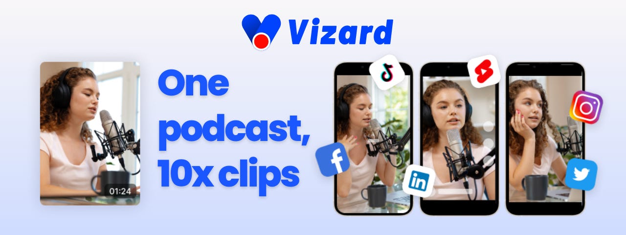 Vizard: One podcast, 10x clips