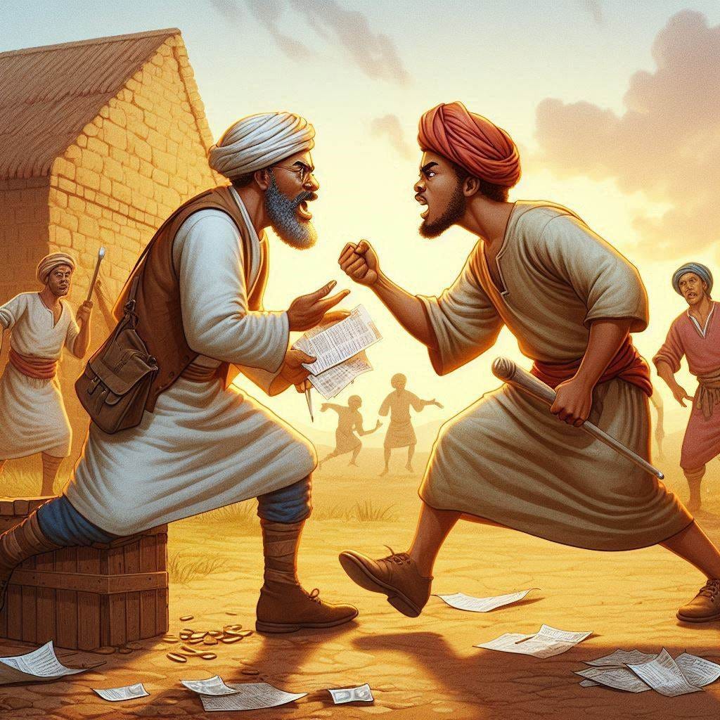 a hired laborer fights with his boss about wages 1500 years ago