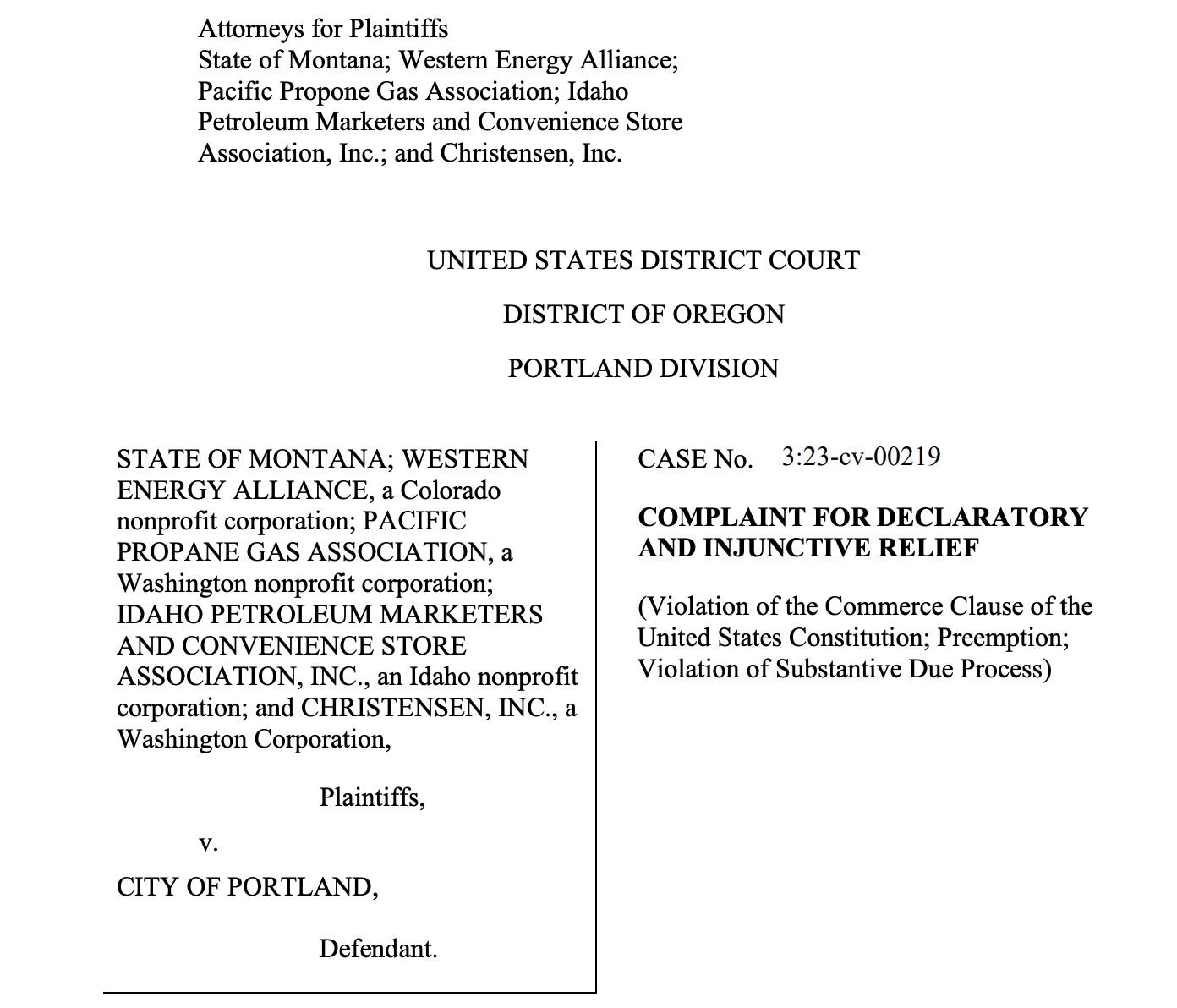 First page of lawsuit