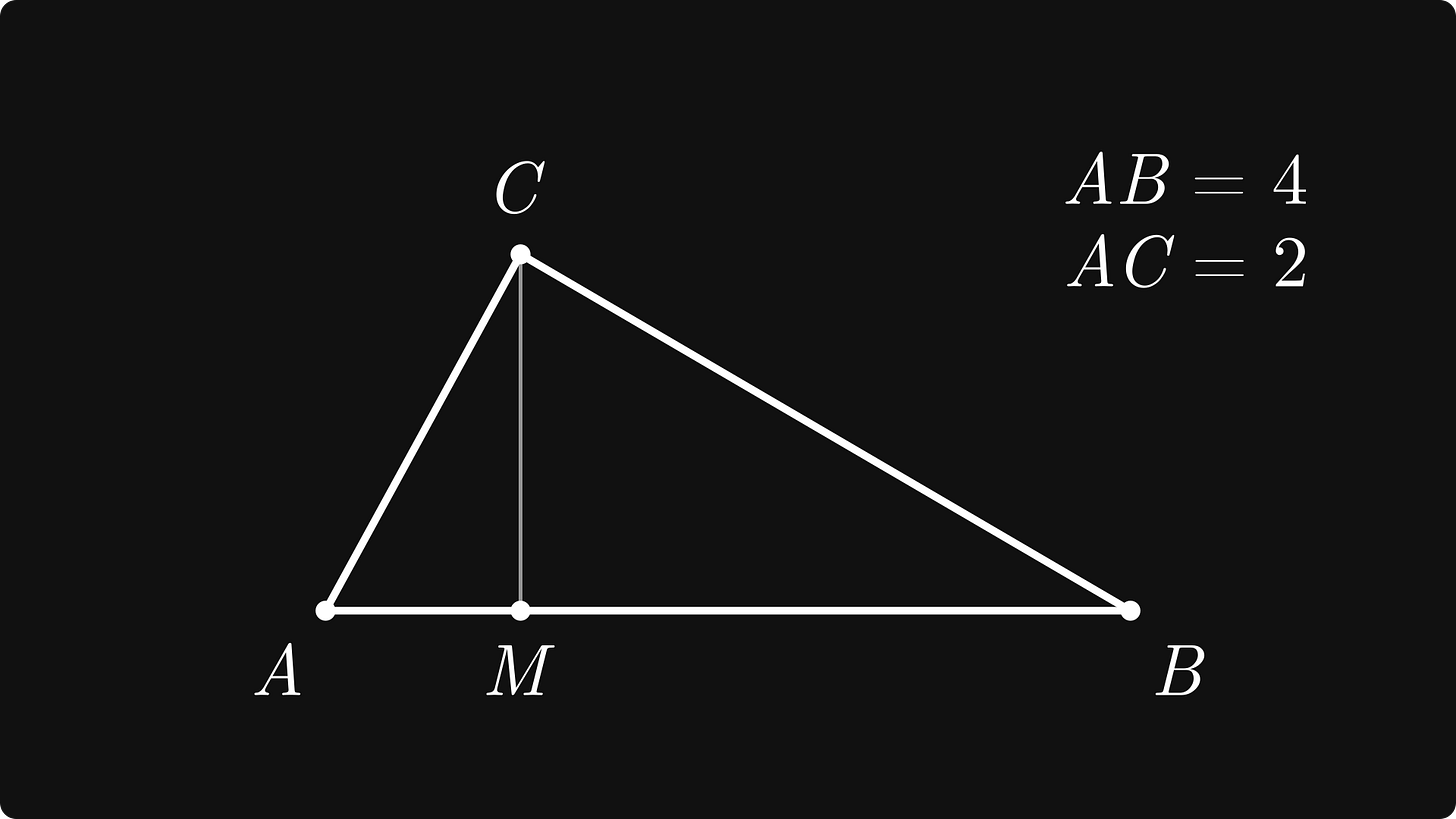 A simple problem in planar geometry: What’s the length of the segment CM?