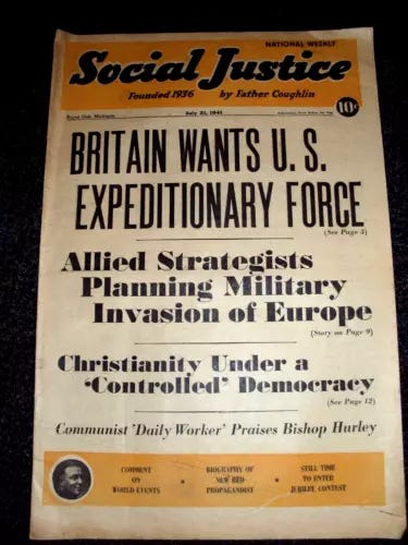 Social Justice National Weekly Father Coughlin July 21 1941 Magazine Britain - Picture 1 of 1