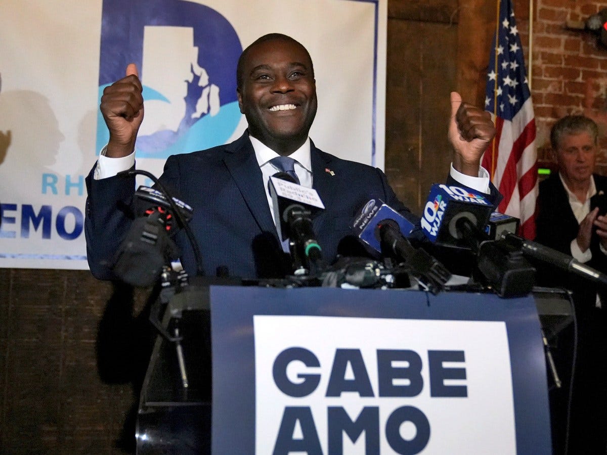 Rep. Gabe Amo, the first Black representative from Rhode Island in Congress, is sworn into office