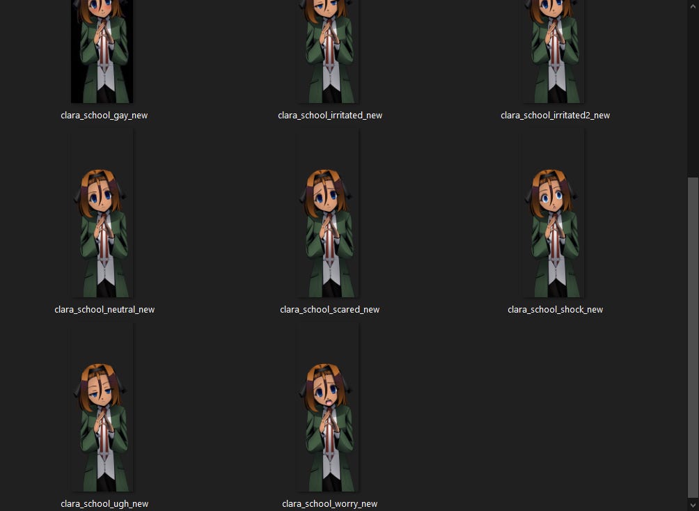 Screenshot of clara expression files