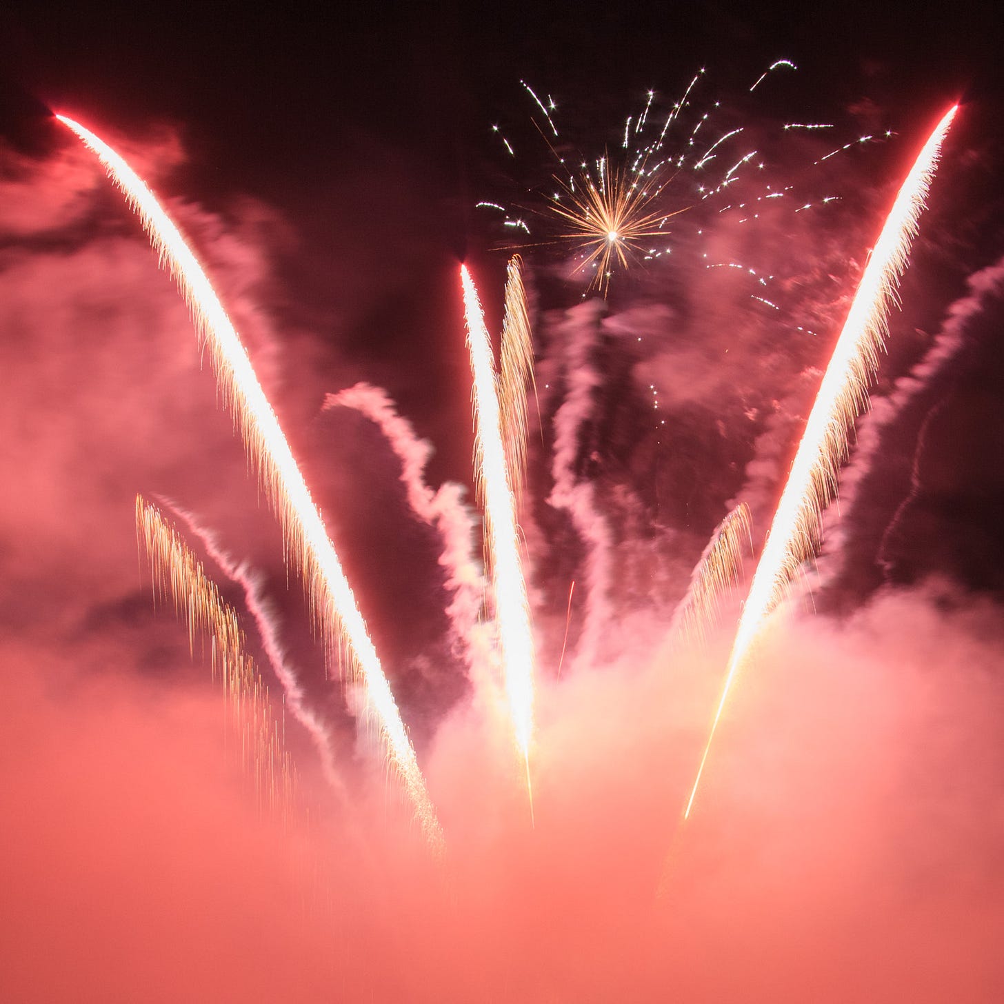 Pink zooming fireworks © Felicity Martin