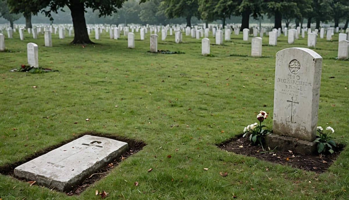 Gravestones in graveyard