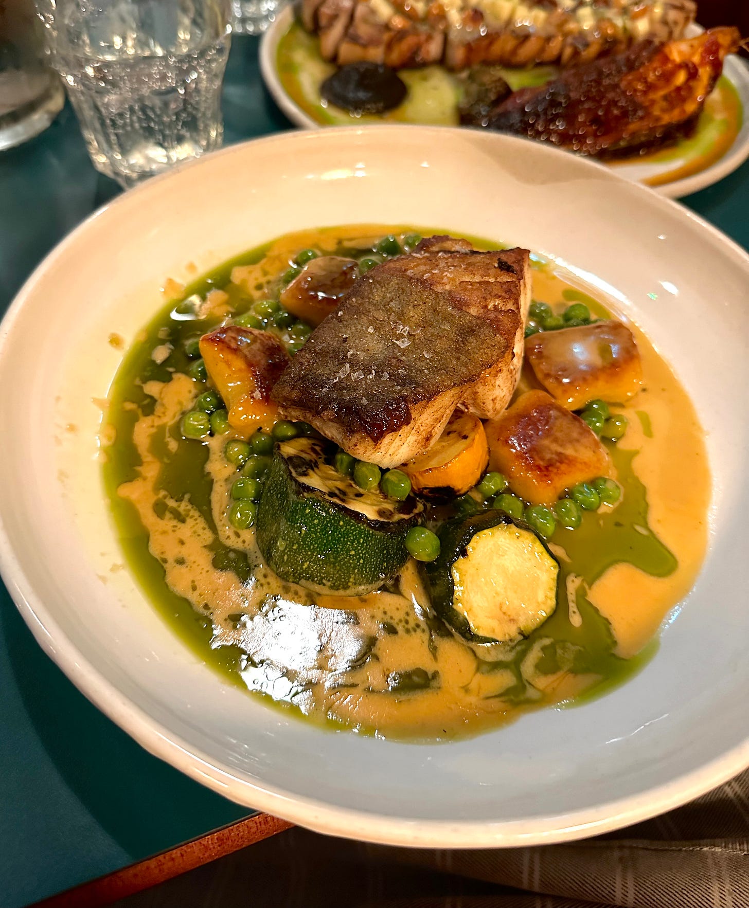 Roast cod with Abercorn courgette and chicken butter at Coppinger