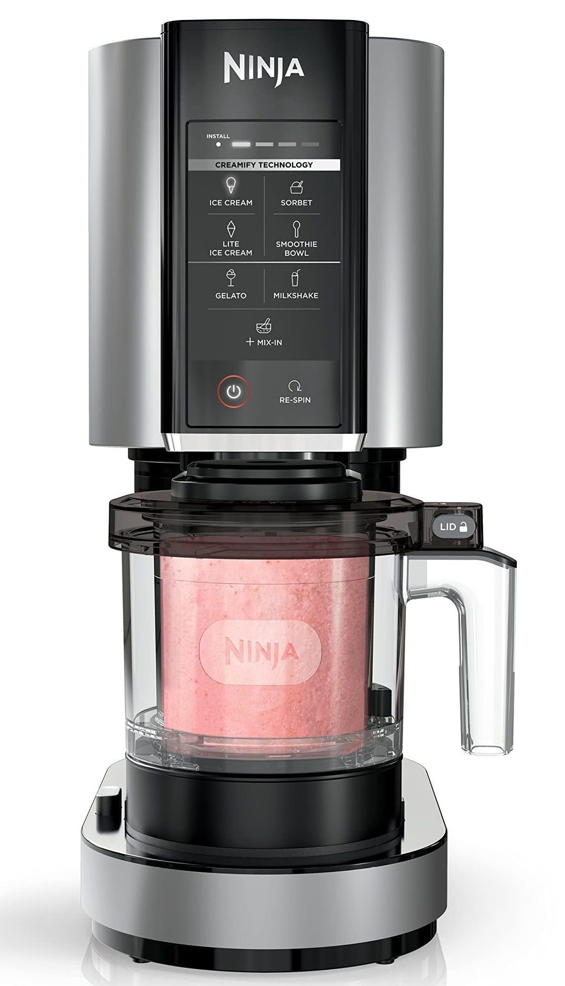 NINJA Creami Ice Cream Maker, 2 Pint Container and Lid Silver Stainless Steel (NC301)