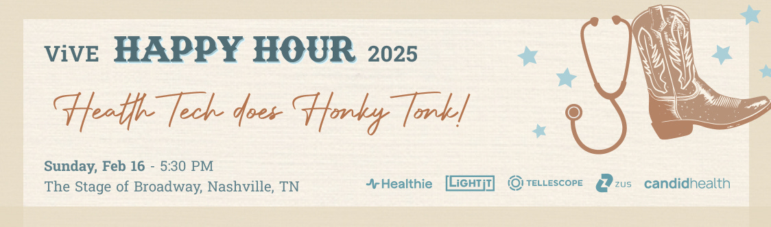 Banner that reads "ViVE HAPPY HOUR 2025"